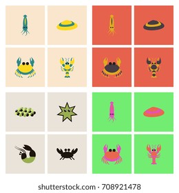 Sea life and underwater seabed animals collection