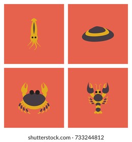 Sea life and underwater seabed animals collection