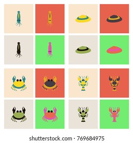 Sea life and underwater seabed animals collection