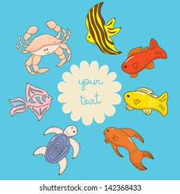 Sea life vector card