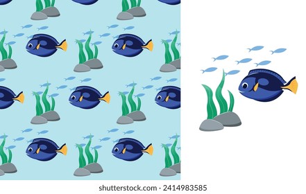 Sea life vector cartoon with transparent background for print and vector illustration design