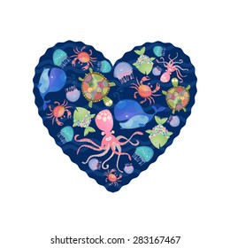 Sea life. Vector illustration.