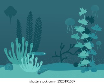 Sea life vector illustration background