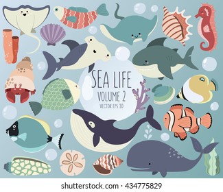 Sea Life Vector Ocean Animals Volume 2