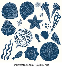 Sea life. Vector set.