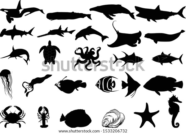152,729 Sea Animals Silhouette Vector Images, Stock Photos &amp; Vectors ...