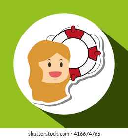 sea lifestyle design, flat illustration
