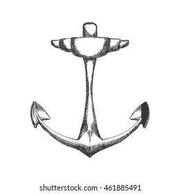 Sea lifestyle and nautical concept represented by anchor icon. Isolated and sketch illustration