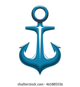 Sea lifestyle and nautical concept represented by blue anchor icon. Isolated and flat illustration