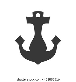 Sea lifestyle and nautical concept represented by silhouette anchor icon. Isolated and flat illustration