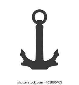 Sea lifestyle and nautical concept represented by silhouette anchor icon. Isolated and flat illustration