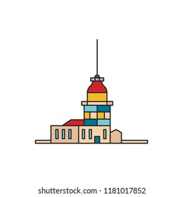 Sea lighthouse icon. Cartoon sea lighthouse vector icon for web design isolated on white background