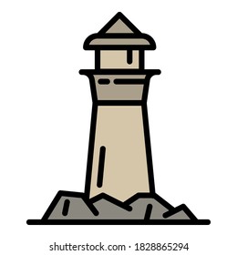 Sea lighthouse icon. Outline sea lighthouse vector icon for web design isolated on white background