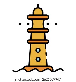Sea lighthouse icon. Outline sea lighthouse vector icon color flat isolated