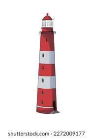 Sea lighthouse from multicolored paints. Splash of watercolor, colored drawing, realistic. Vector illustration of paints