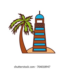 Sea lighthouse on the beach