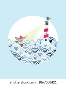 The sea, lighthouse and rainbow flag of pride. LGBT community, gay, lesbian, bisexual, transgender.
