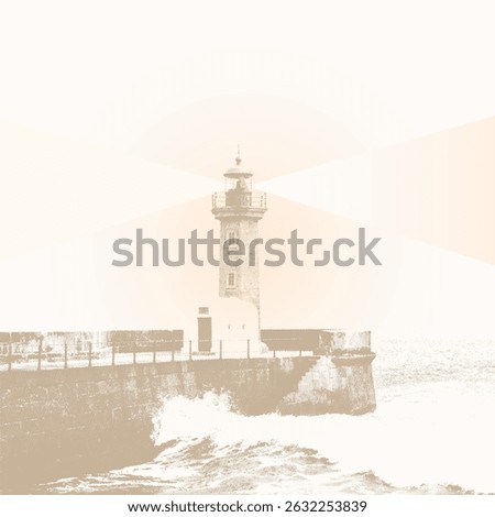 sea lighthouse tower halftone background