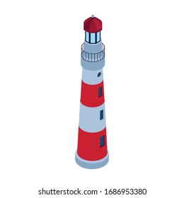 Sea lighthouse vector icon. Isometric vector icon isolated on white background sea lighthouse.