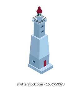 Sea lighthouse vector icon. Isometric vector icon isolated on white background sea lighthouse.