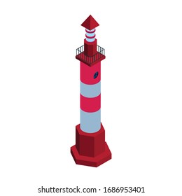 Sea lighthouse vector icon. Isometric vector icon isolated on white background sea lighthouse.