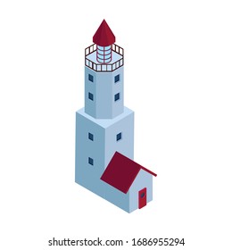 Sea lighthouse vector icon. Isometric vector icon isolated on white background sea lighthouse.