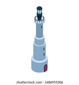 Sea lighthouse vector icon. Isometric vector icon isolated on white background sea lighthouse.
