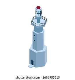 Sea lighthouse vector icon. Isometric vector icon isolated on white background sea lighthouse.