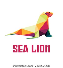 Animal de león marino en polígono colorido bajo poli. Vector abstracto colorido de las focas animal. Ilustración del logotipo del vector de la morsa