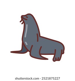 Iconos rellenos de león marino, Ilustración vectorial