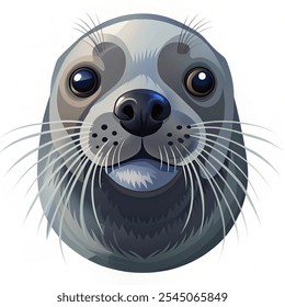 Ícone de cabeça de animal de leão-marinho ou foca-pele. Mar do Norte ou face de mamífero de água do oceano. ilustração vetorial com fundo branco.