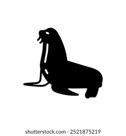 Sea Lion Glyph Icon, Vector illustration