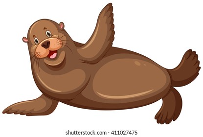 Sea Lion With Happy Face Illustration