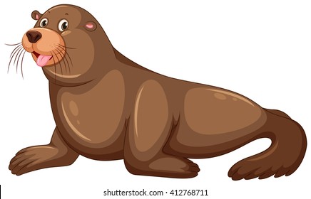 Sea Lion With Happy Face Illustration