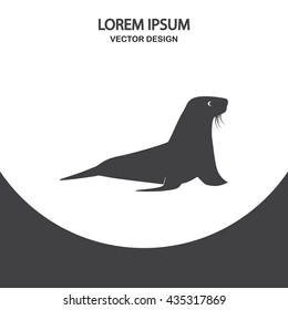 Sea lion icon on the background
