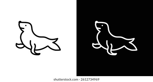 Sea lion icon set. Black illustration isolated for graphic and web design