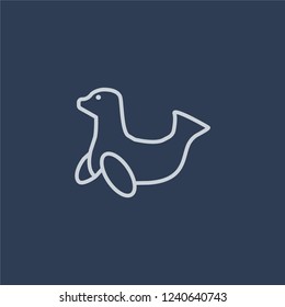 Sea lion icon. Trendy flat vector line Sea lion icon on dark blue background from animals  collection. 