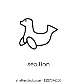 Sea lion icon. Trendy modern flat linear vector Sea lion icon on white background from thin line animals collection, editable outline stroke vector illustration