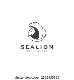 Sea lion mammal logo design animal sea illustration template