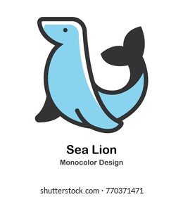 Sea Lion Mono-color Vector Illustration