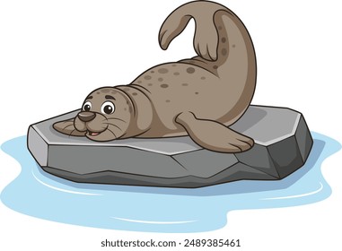 León marino en Ilustración vectorial de roca