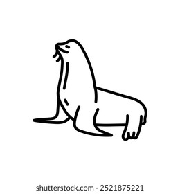 Icono de contorno de león marino, Ilustración vectorial