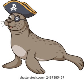 Sea lion pirate vector illustration