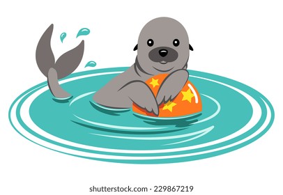 Sea Lion Playing With Ball EPS10