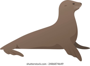 Ilustración vectorial realista de león marino. Animal marino aislado sobre fondo blanco.