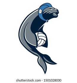 Sea Lion - Seal water polo or Beach volleyball mascot vector illustration