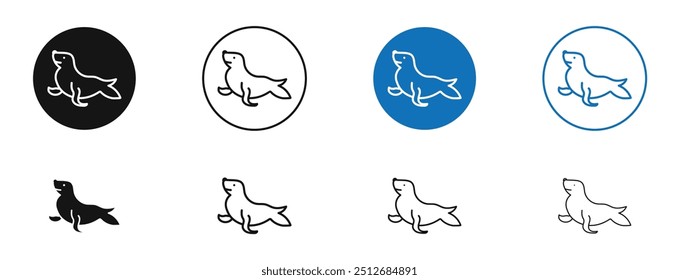 Sea lion in set in black and blue color