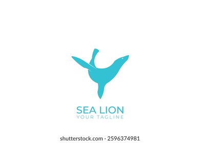 Sea lion silhouette logo design, simple sea lion logo, sea lion vector icon