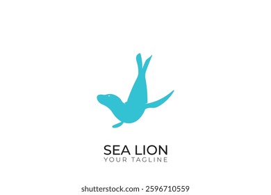 Sea lion silhouette logo design, simple sea lion logo, sea lion vector icon