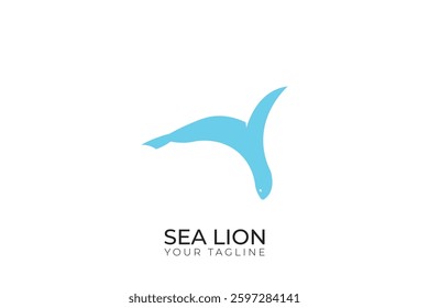 Sea lion silhouette logo design, simple sea lion logo, sea lion vector icon
